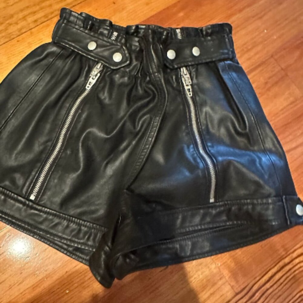 Blank NYC Faux Leather Shorts with Silver Zipper Detail - Moto Style